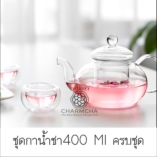 กาน้ำชา 400ml พร้อมส่ง แก้ว+ที่กรอง+เตาอุ่น+เทียน ถูกที่สุด!! ของขวัญ ชุดกาชา กาชงชา ฌามชา