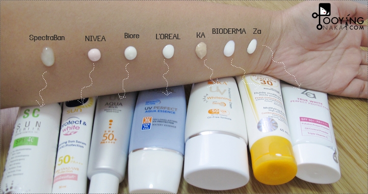 ความแตกต่างของเนื้อกันแดดทาหน้าทั้ง 7 ยี่ห้อ