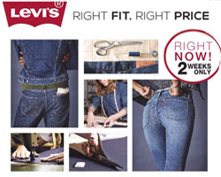 โปรโมชั่นพิเศษ Right Fit, Right Price เพียงซื้อกางเกงยีนส์ลีวายส์® รุ่นใดก็ได้ 1 ชิ้นในราคาปกติ รับส่วนลดทันที 50%