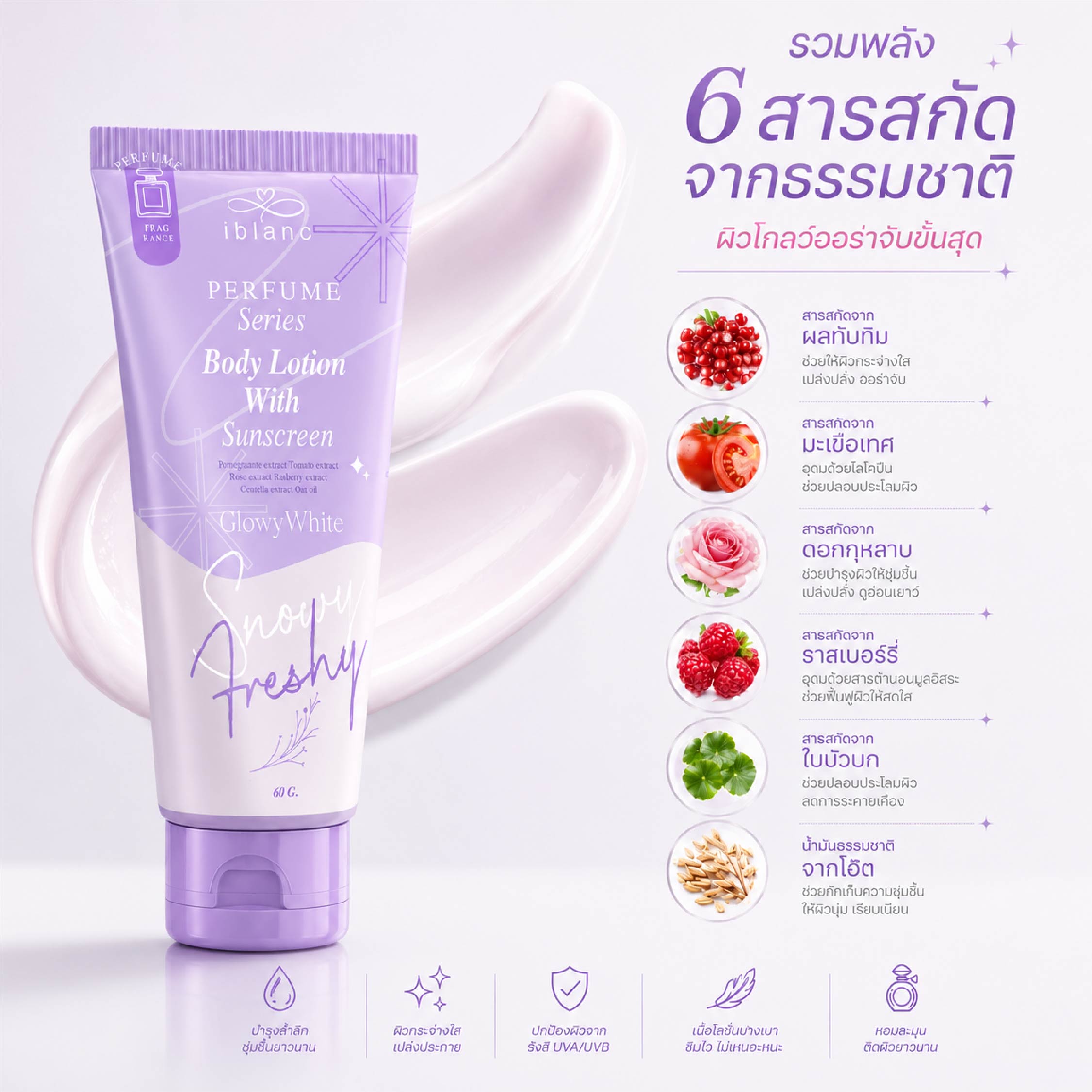 ไอบลองก์ เพอร์ฟูม ซีรีย์ บอดี้ โลชั่น วิท ซันสกรีน สโนว์วี่ เฟรชชี่